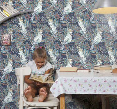 parrots and leaves Dining wallpaper - TenStickers