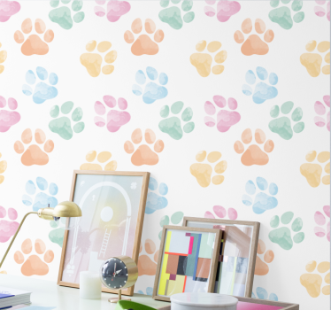 Pastel colors pet paws Best office wallpaper - TenStickers
