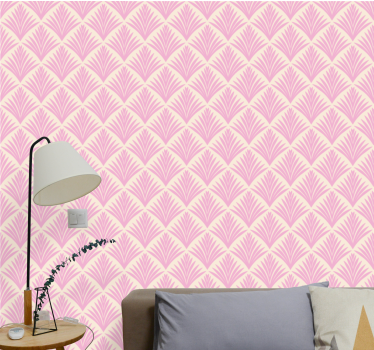 Pastel pink palm retro pattern Lounge Wallpaper - TenStickers