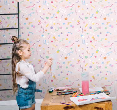 Pattern with cute pastel confetti circle wallpaper - TenStickers