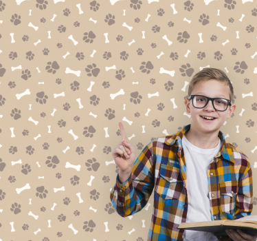 Paw Prints & Dog Bone Pattern illustration Kids Wallpaper - TenStickers