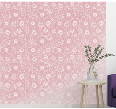 Pink elegant floral pattern floral wallpaper - TenStickers