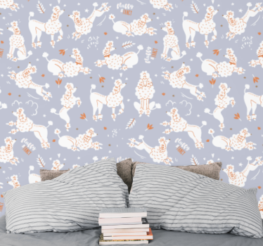 Pink poodle princess Wallpaper for bedroom - TenStickers