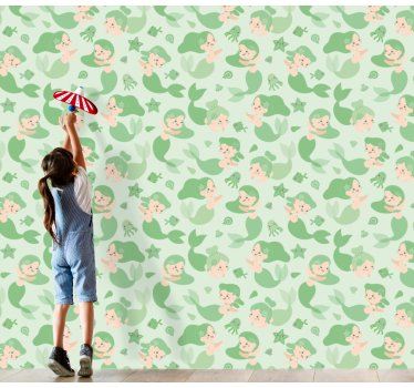 Playful Mermaids kids wallpaper - TenStickers