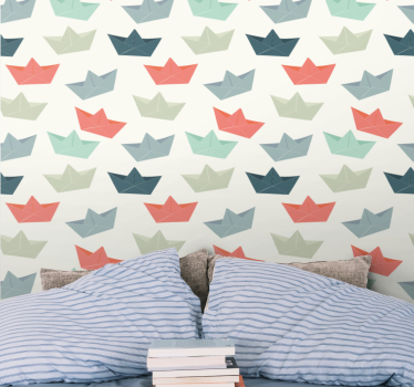 Origami boats kids wallpaper - TenStickers