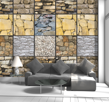 Puzzle with stones Vintage Wallpaper - TenStickers