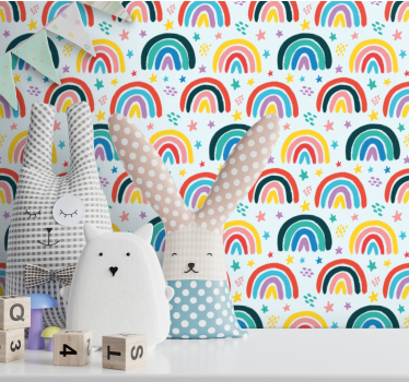 Rainbow Butterfly Collage kids wallpaper - TenStickers