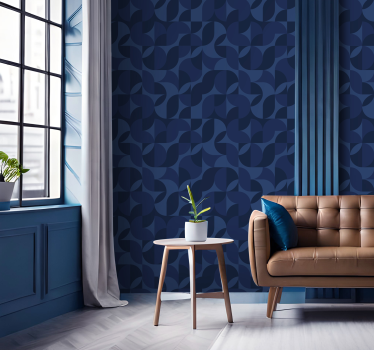 Retro geometric Navy wallpaper - TenStickers