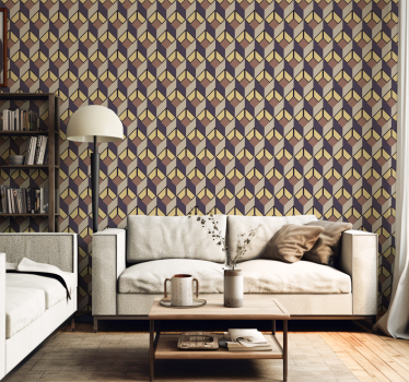 Retro style grey front room wallpaper mural - TenStickers