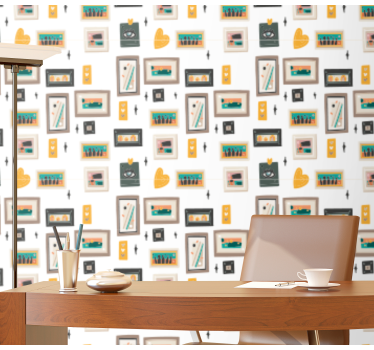 Retro Office Motifs industrial wallpaper - TenStickers