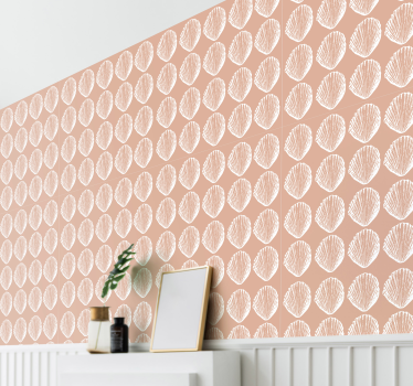 Retro Seashell Pattern beige Seashell wallpaper - TenStickers