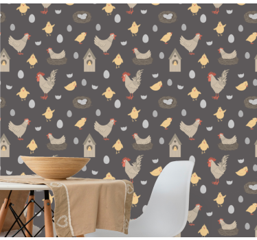 Seamless pattern with cute funny chick Lounge wallpaper - TenStickers