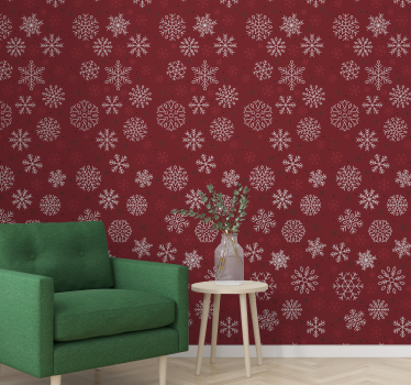 Snowflakes on red background Xmas Wallpaper - TenStickers