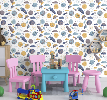 Space Kids Wallpaper - TenStickers