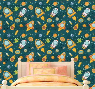 Kids wallpaper space adventure designs - TenStickers