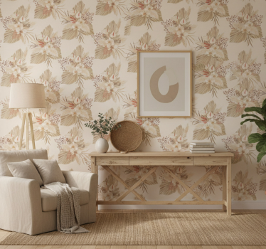 Living room wallpaper dried flower with pampas grass - TenStickers