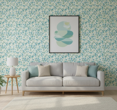 Living room wallpaper in green retro mosaic - TenStickers