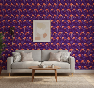 Birds wallpaper pink tropical flamingos design - TenStickers