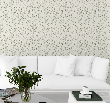 Tiny floral living room wallpaper - TenStickers