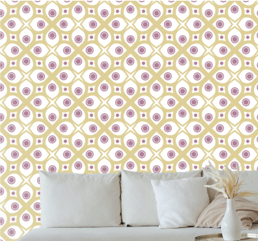 Traditional bright 80s' pattern living room wallpaper - TenStickers