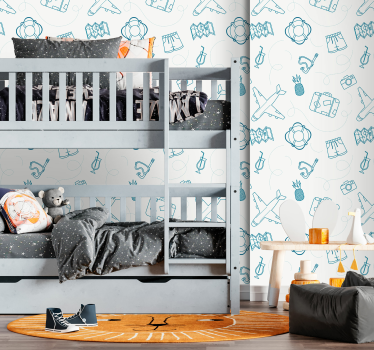 Travel Theme Elements kids wallpaper - TenStickers