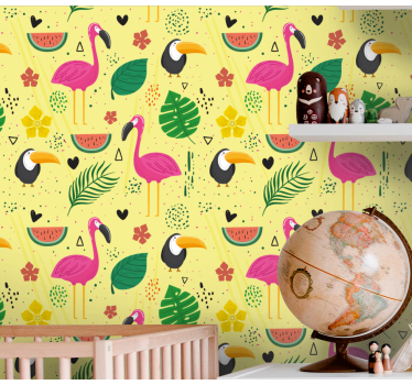 Tropical Bird Motifs birds wallpaper - TenStickers