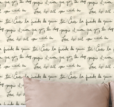 vintage handwriting pattern Bedroom Wallpaper - TenStickers