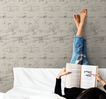 "Vintage" planes pattern classic wallpaper patterns - TenStickers