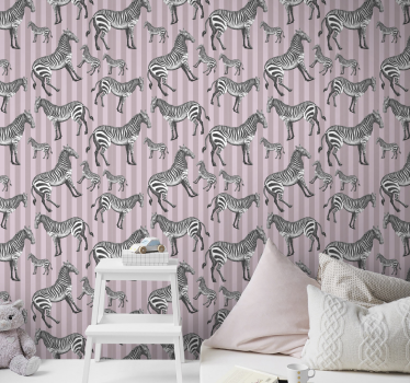 Vintage Zebra Illustration Cool animal wallpaper - TenStickers