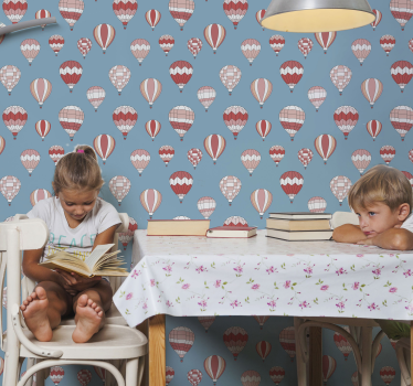 Wallpaper pink hot air balloons for kids - TenStickers
