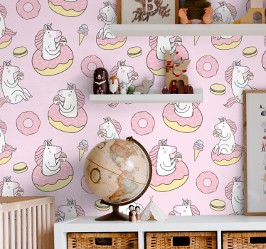 wallpaper pink unicorn Kids Wallpaper - TenStickers