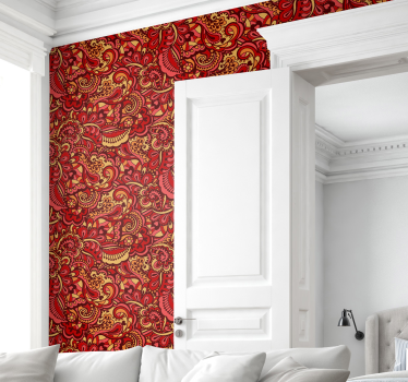 Wallpaper red ornamental shapes - TenStickers