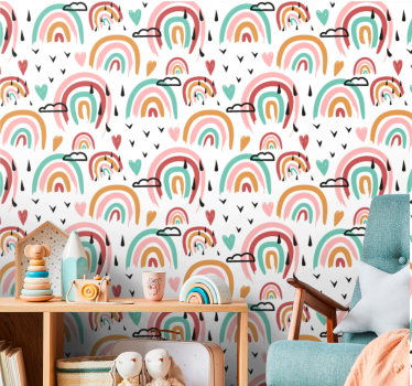 Watercolor minimalistic rainbows pattern Kids Wallpaper - TenStickers