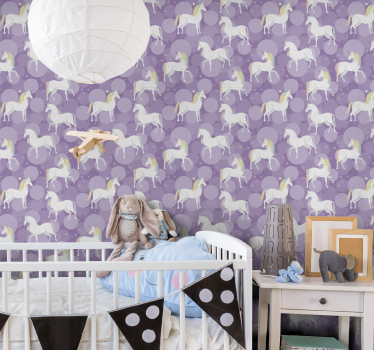 Unicorn on the rainbow background Kids Wallpaper - TenStickers
