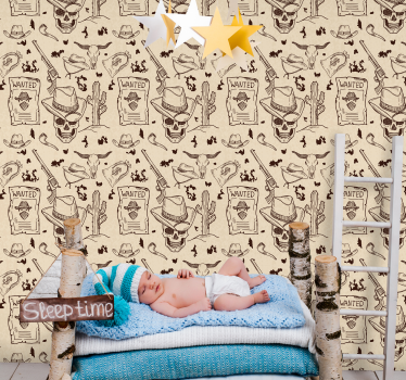Western icons Childrens Wallpaper - TenStickers