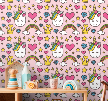 Whimsical Unicorn Fantasy kids wallpaper - TenStickers