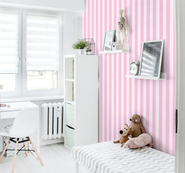 White and pink vertical stripes striped wallpaper - TenStickers