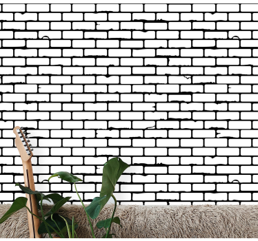 White brick pattern age-worn wallpaper - TenStickers
