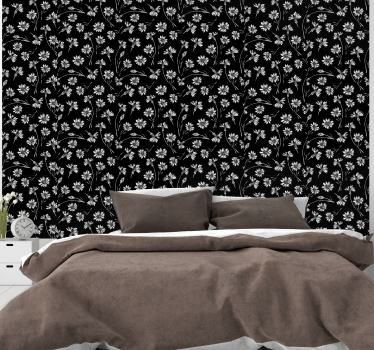 white flower on the dark background Nature Wallpaper - TenStickers