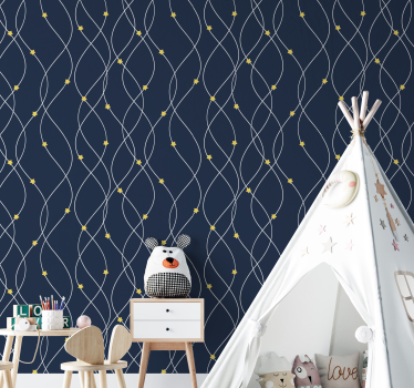 Yellow stars on blue background starry wallpaper - TenStickers